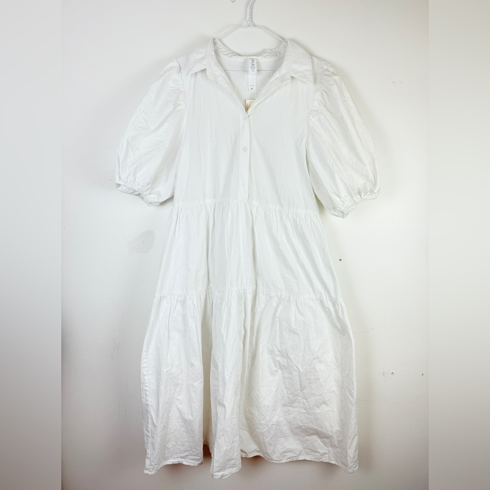NWT Anthropologie AMADI Poplin Cordelia Puff Sleeve Minimalist Tiered Shirtdress - Picture 4 of 9
